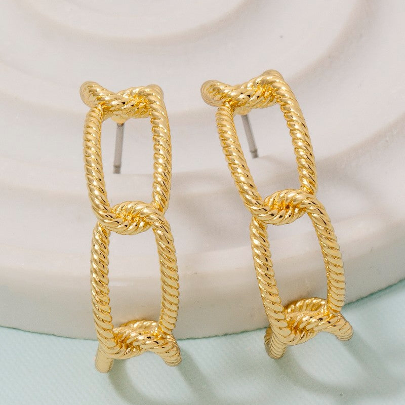 Gold Dipped Textured Chain Hoop Earrings