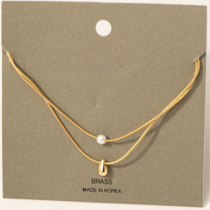 Pearl & Tear Drop Layered Necklace
