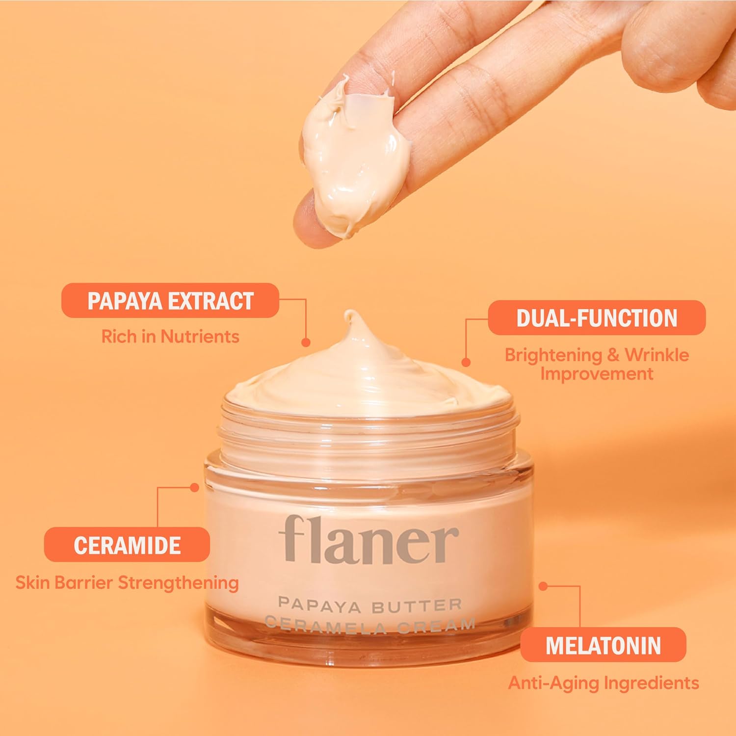 [ Flaner ] Papaya Ceramela Moisturizer Cream 1.69 fl.oz