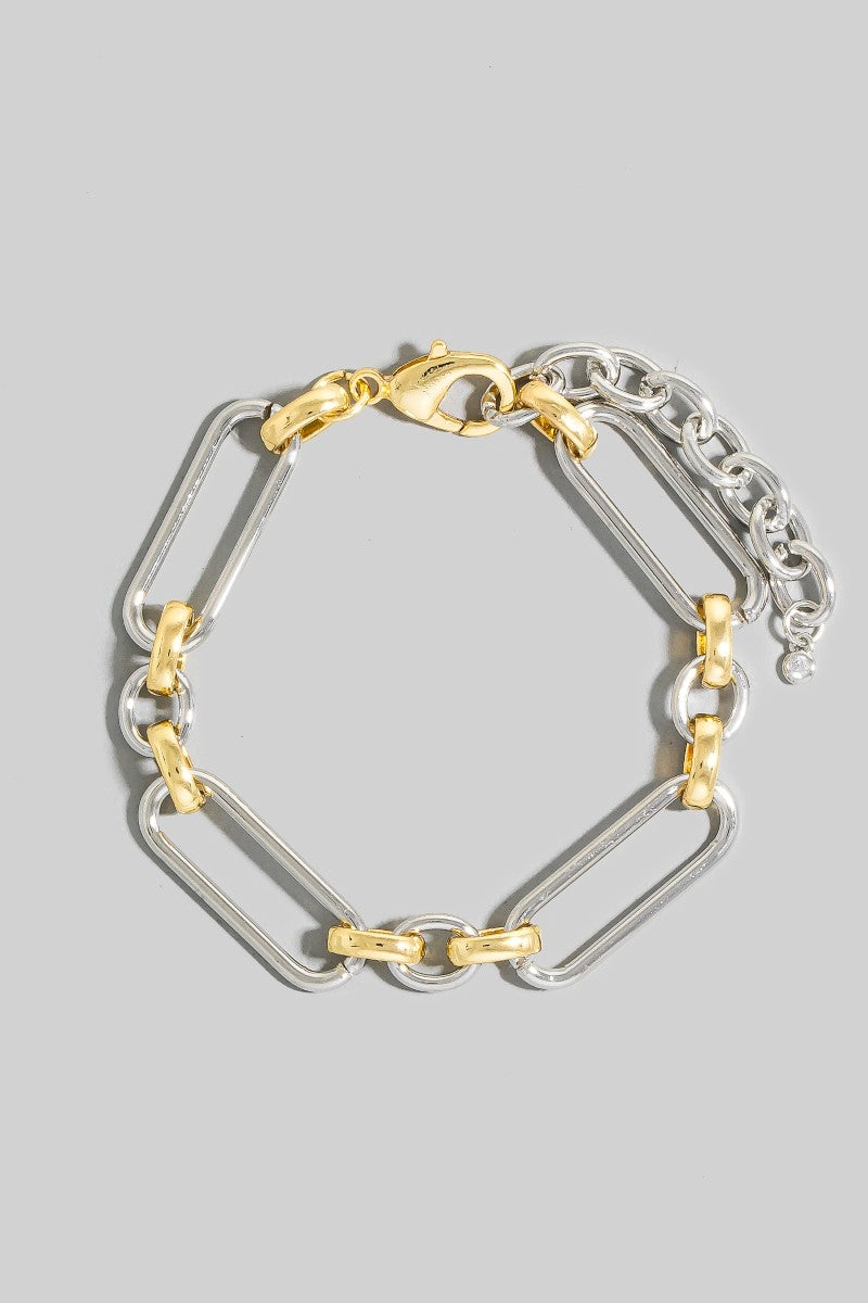 Gold Dipped Two Tone Oval Chain Bracelet