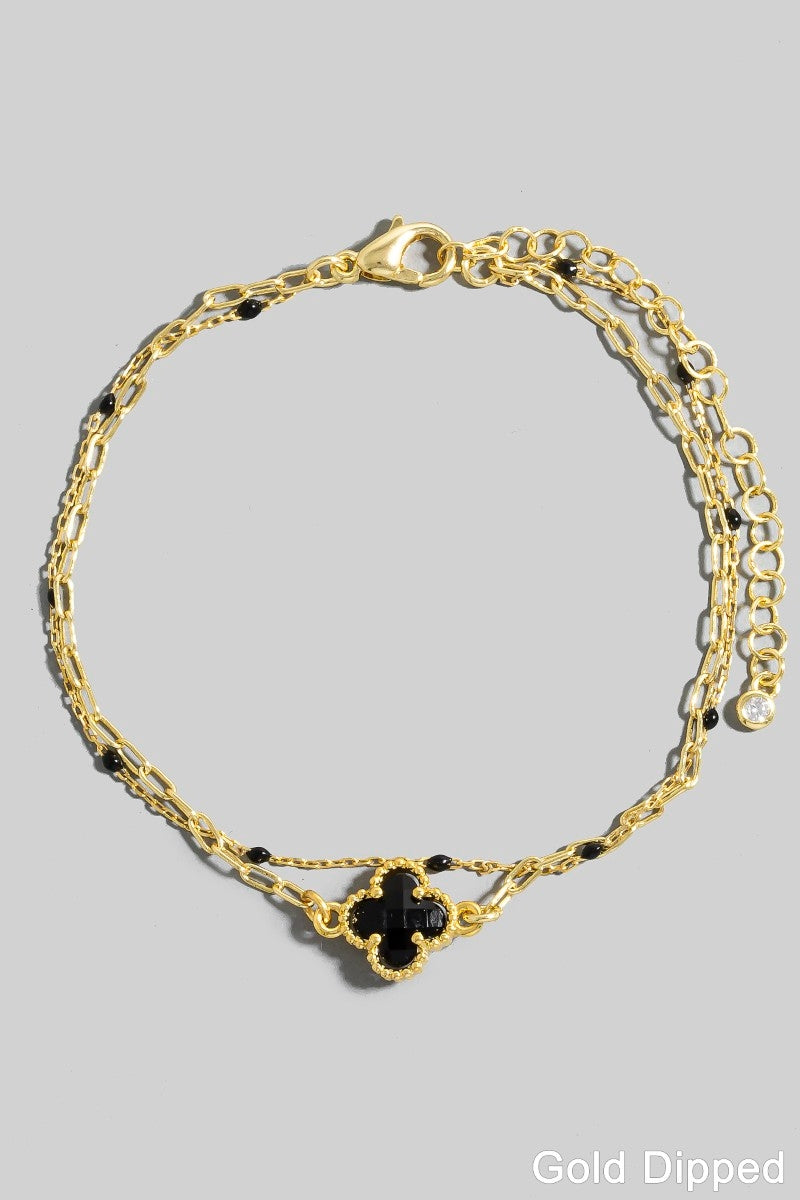 Golden Clover Charm Chain Bracelet