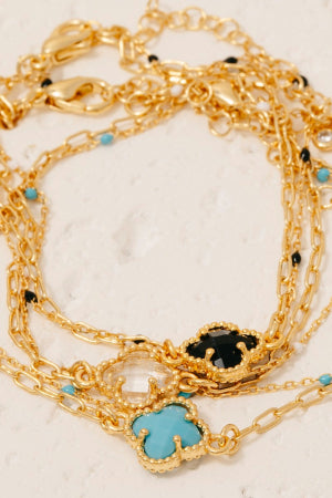 Golden Clover Charm Chain Bracelet