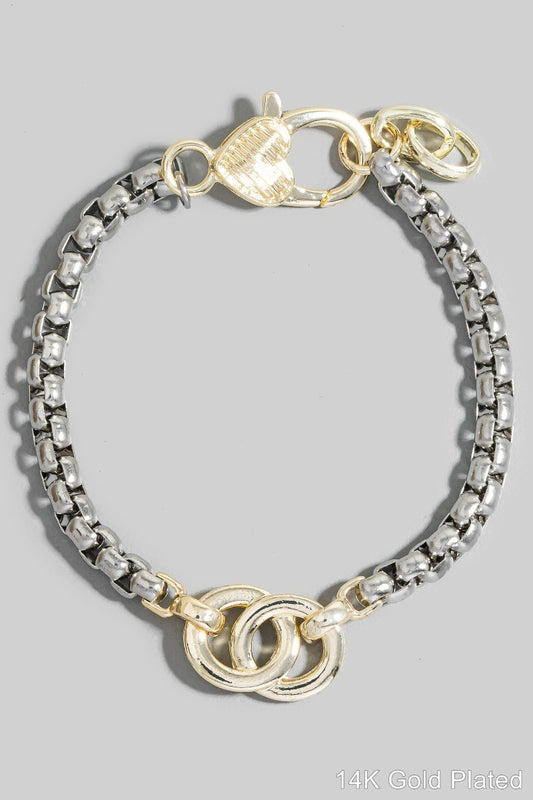 Gold Dipped Two Tone Box Chain Bracelet