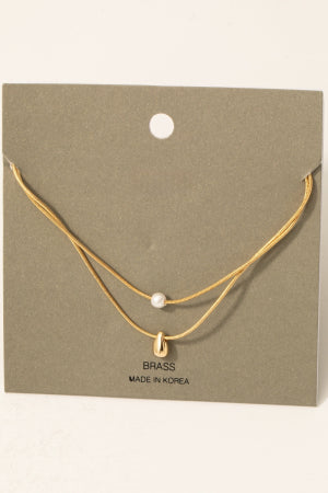 Pearl &amp; Tear Drop Layered Necklace
