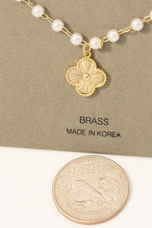 Pearly Clover Station Necklace