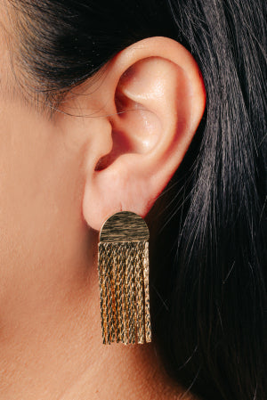 Golden Cascade Fringe Earrings
