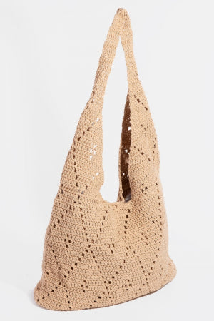 Diamond Crochet Knit Hobo Bag