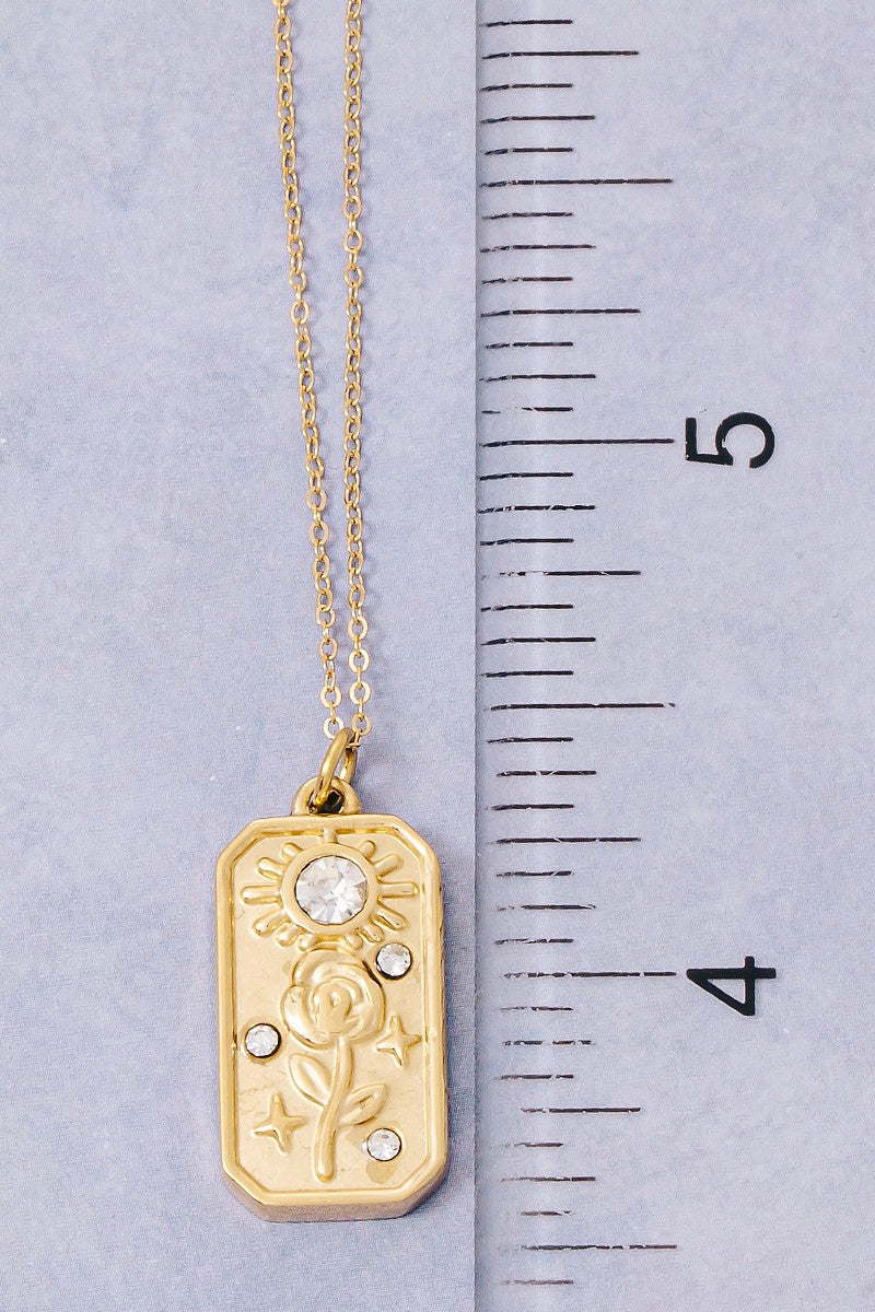 Rose Sun Pendant Hypoallergenic Necklace