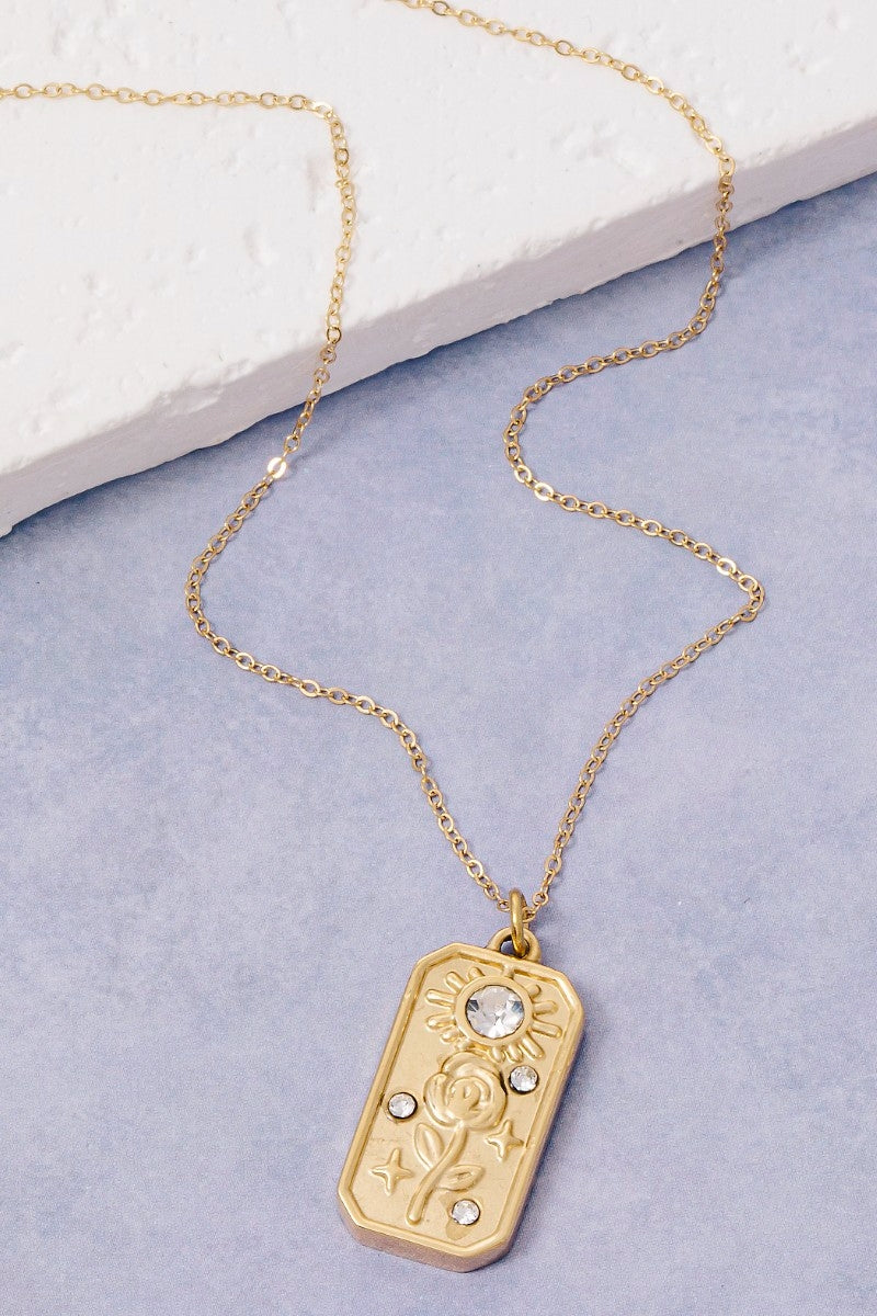Rose Sun Pendant Hypoallergenic Necklace