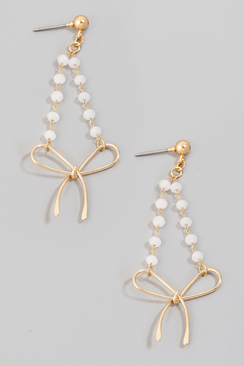 Beaded Bow Charm Earrings