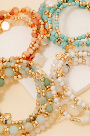 Coastal Charm Pearl and Amazonite Beaded Bracelet Stack