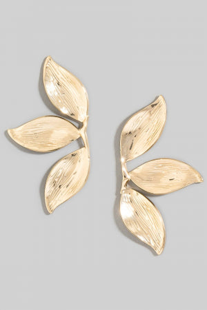 Flora Leaf Hypoallergenic Earrings Gold
