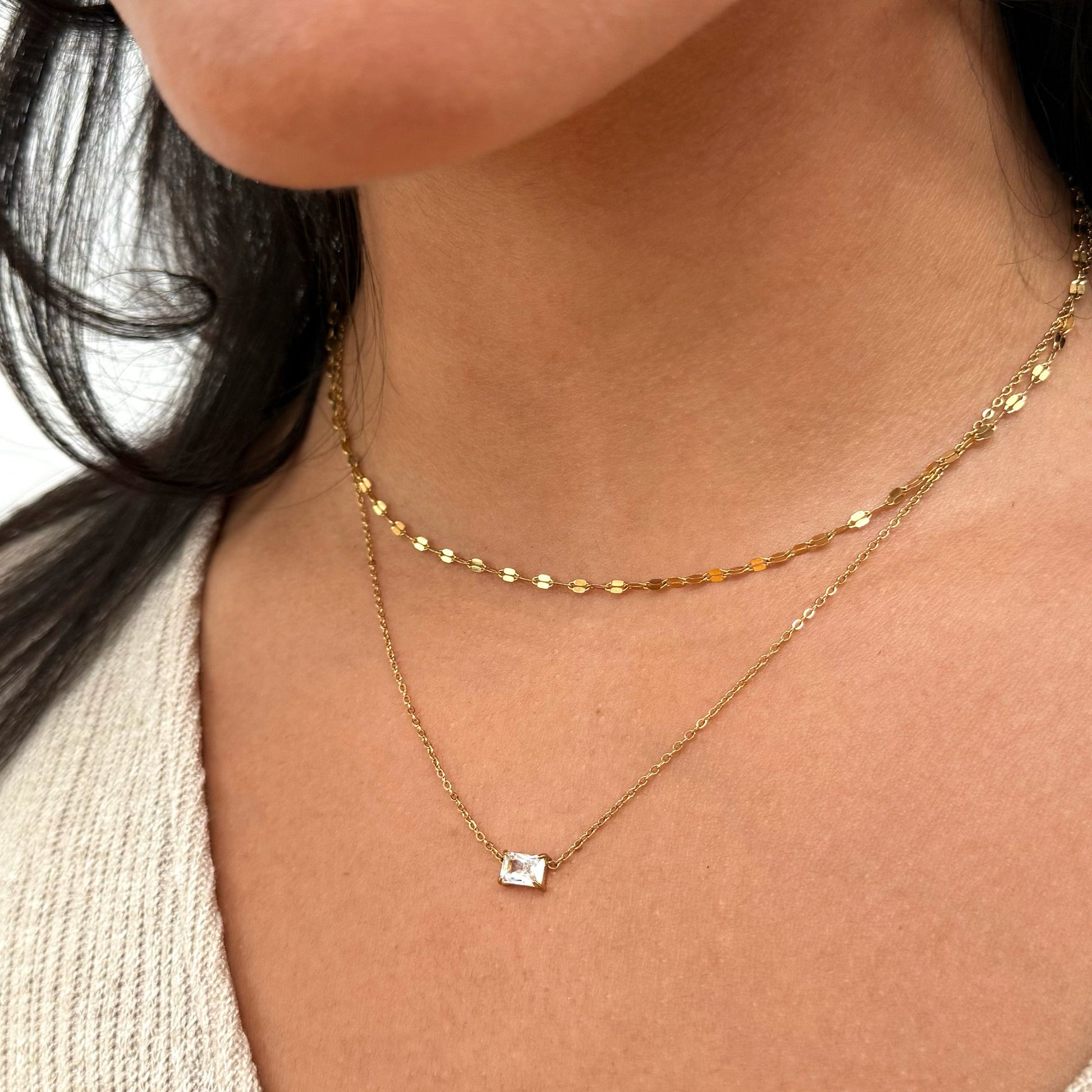 PEYTON GOLD DAINTY EMERALD CZ DIAMOND PENDANT NECKLACE