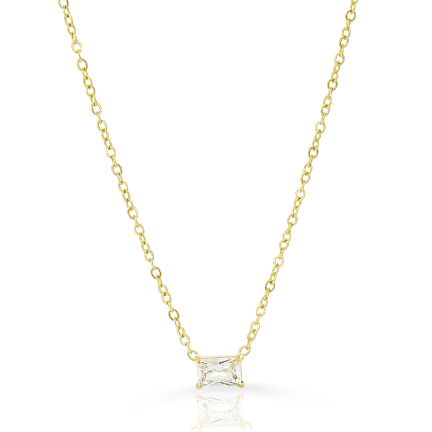 PEYTON GOLD DAINTY EMERALD CZ DIAMOND PENDANT NECKLACE