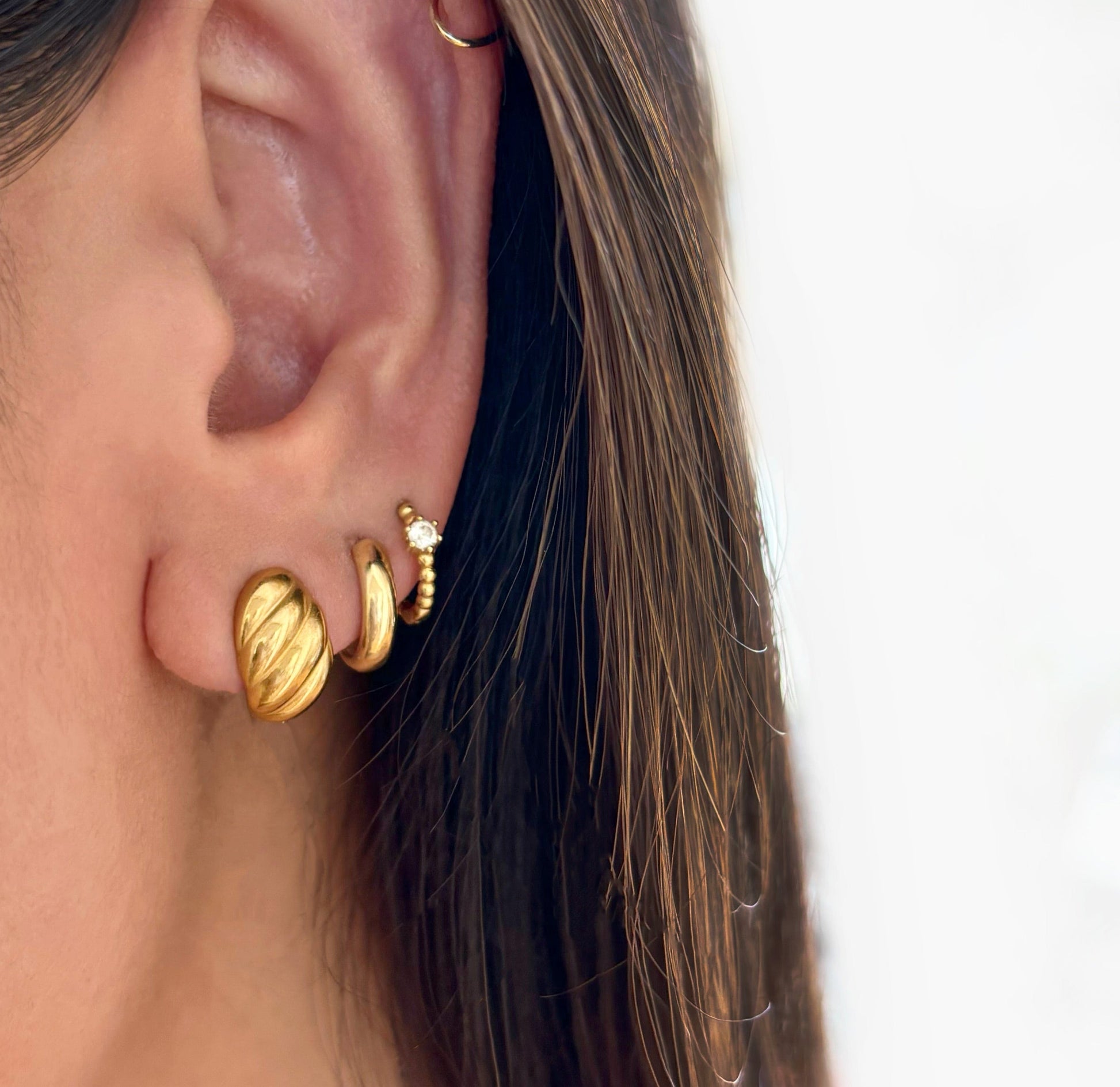 MARGAUX GOLD CROISSANT STUD EARRINGS