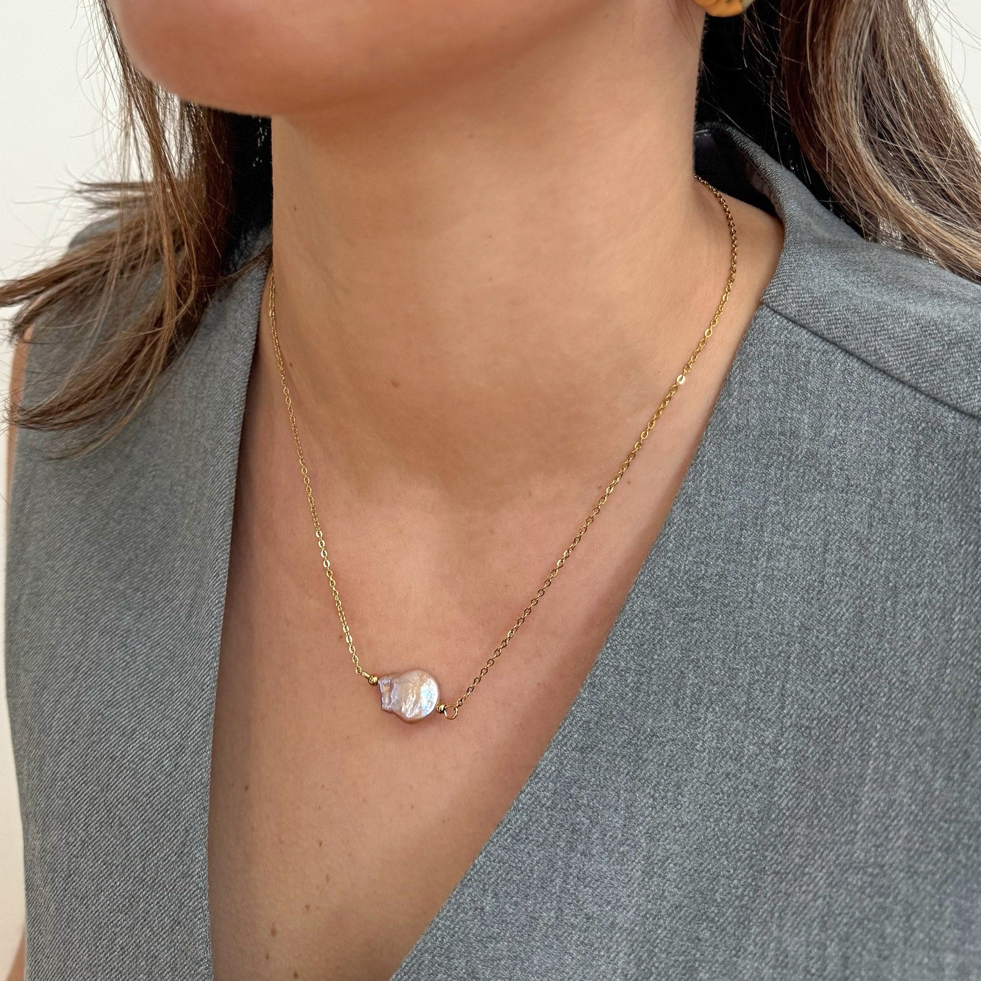 SERENA PINK PEARL PENDANT NECKLACE