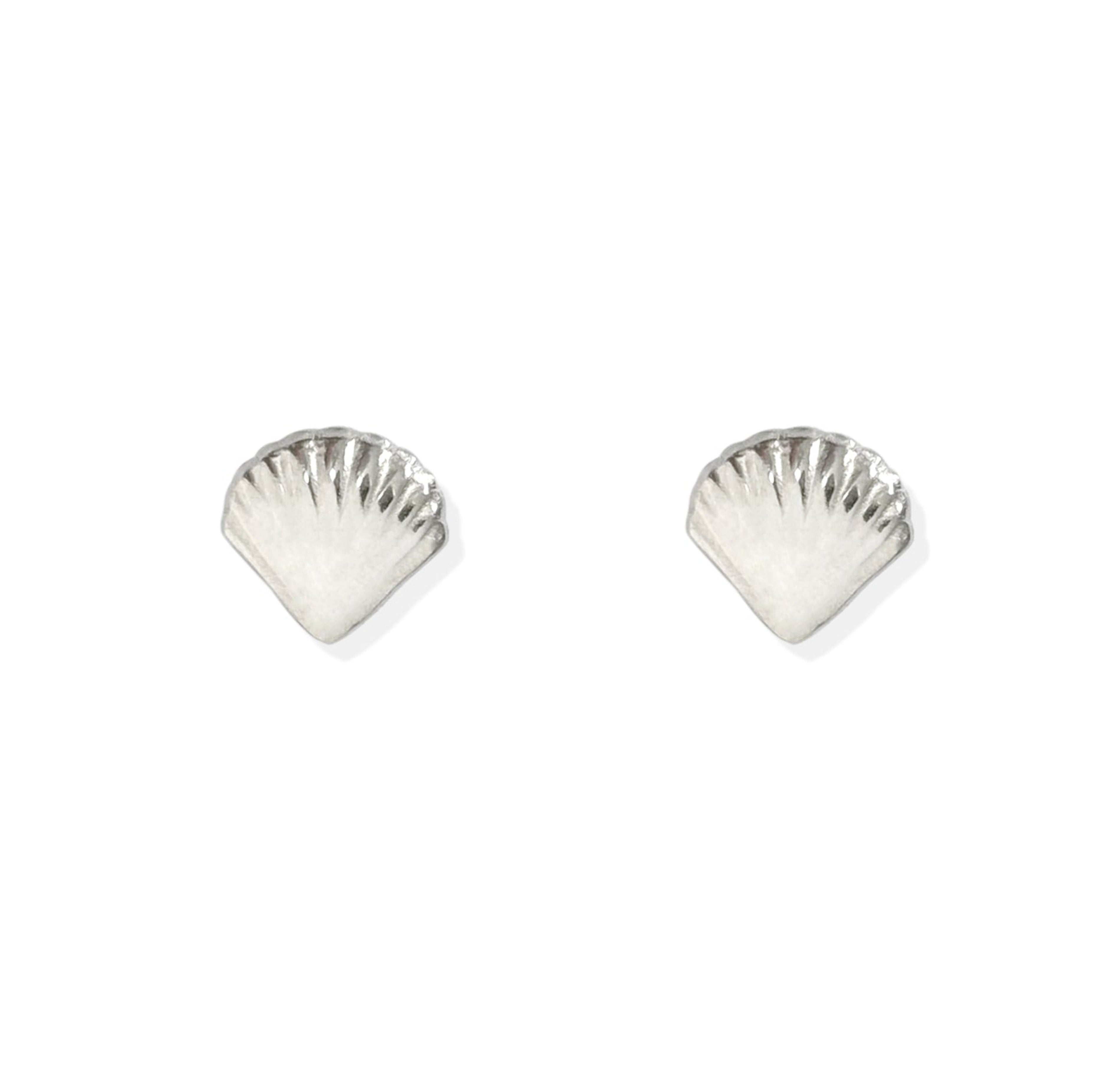 HOLLY DAINTY SILVER SEA SHELL STUD EARRINGS