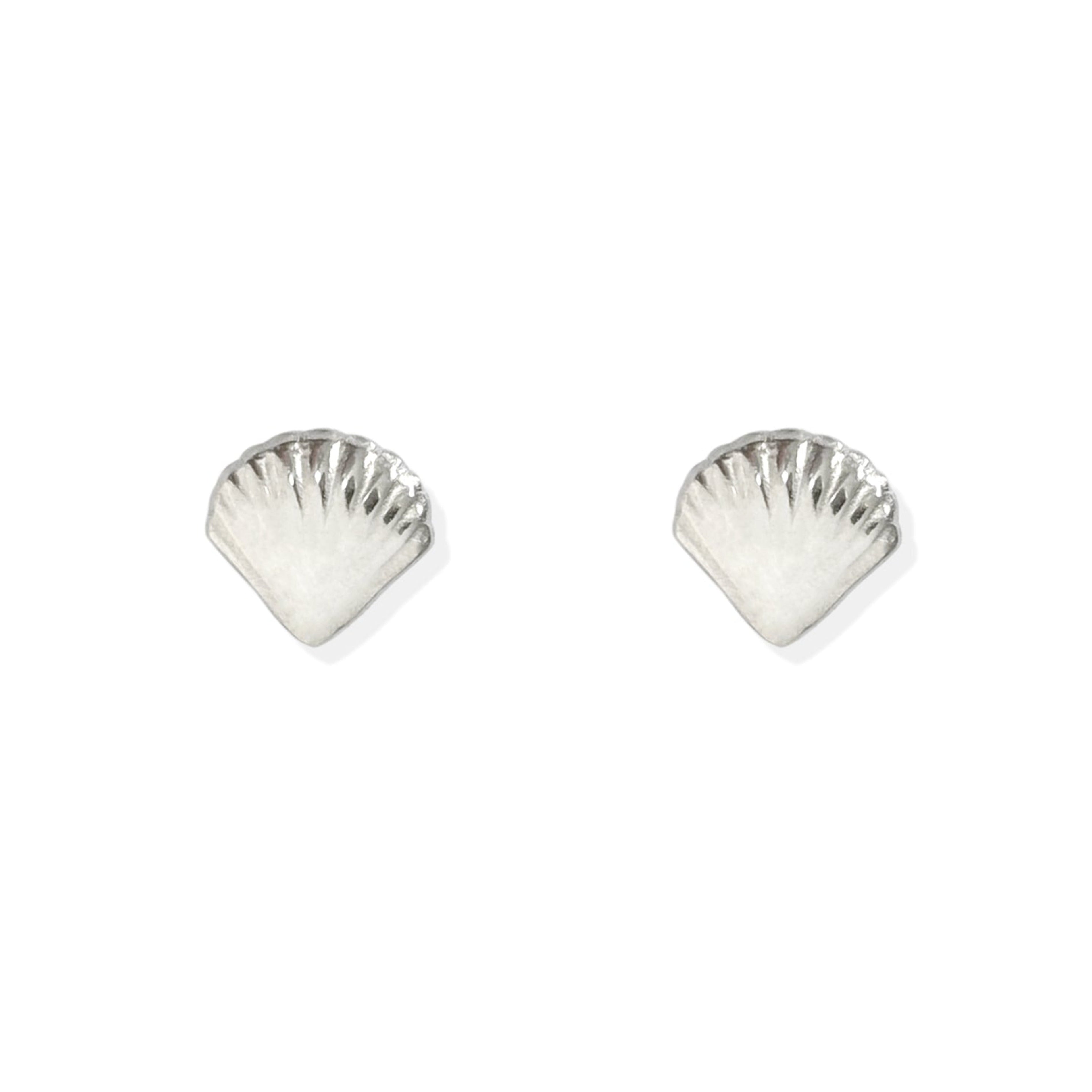 HOLLY DAINTY SILVER SEA SHELL STUD EARRINGS