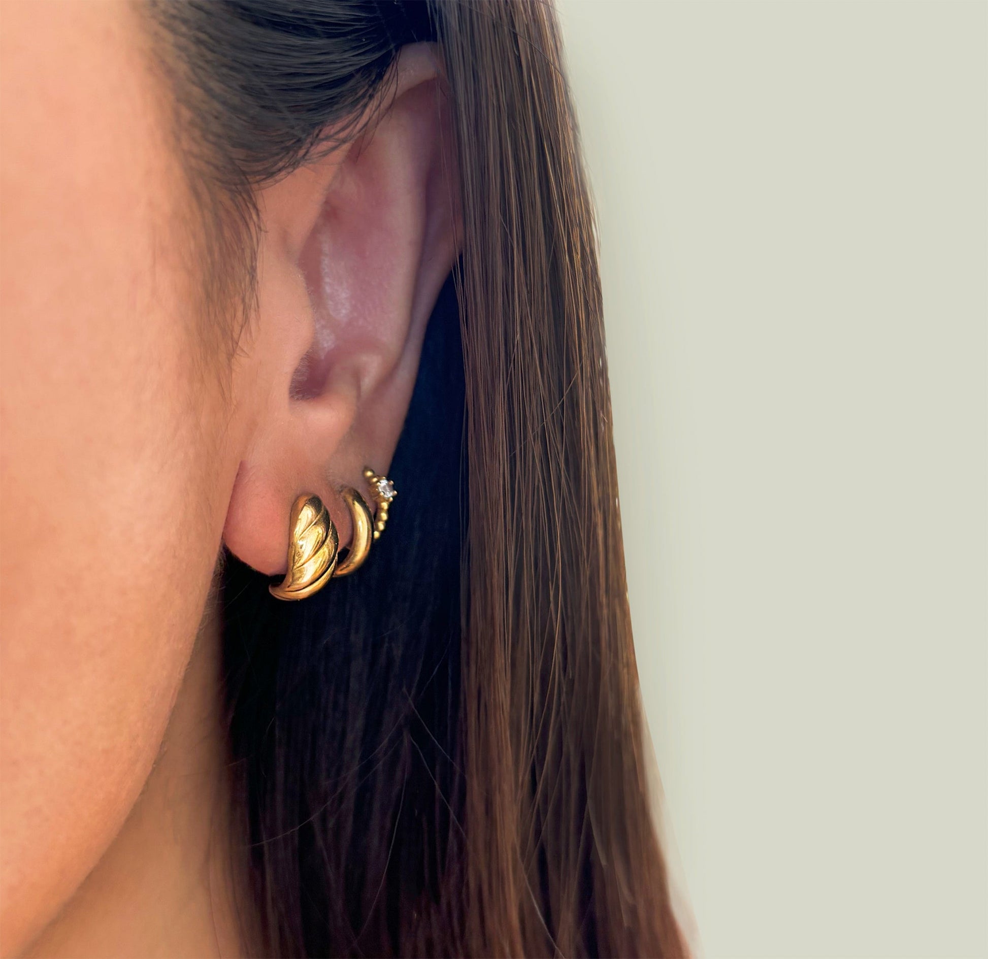 MARGAUX GOLD CROISSANT STUD EARRINGS